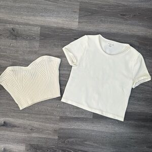 Urban Outfitters Cream Ribbed Top